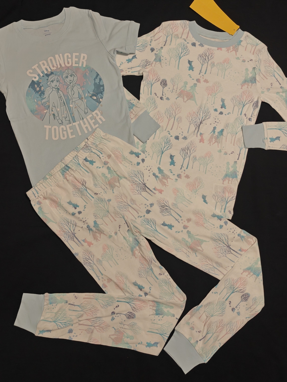 Disney Light Blue and Pastel Forest Kids Pajama Set - Frozen "Stronger Together"